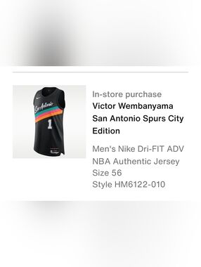 Nike Victor Wenbanyama San Antonio Spurs City Jersey HM6122-010 US Size